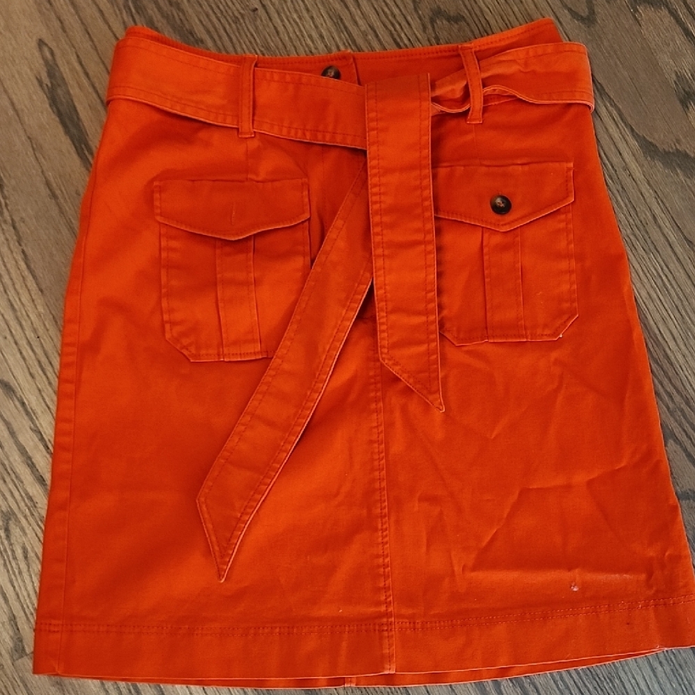 Boden Orange Wrap Mini Skirt with Tie Front
